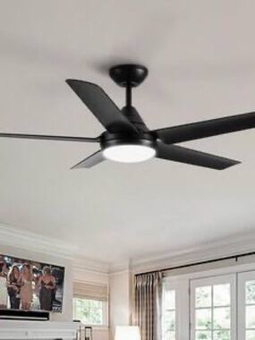 48 Ich Modern Black 5-Blade Ceiling Fan with Light